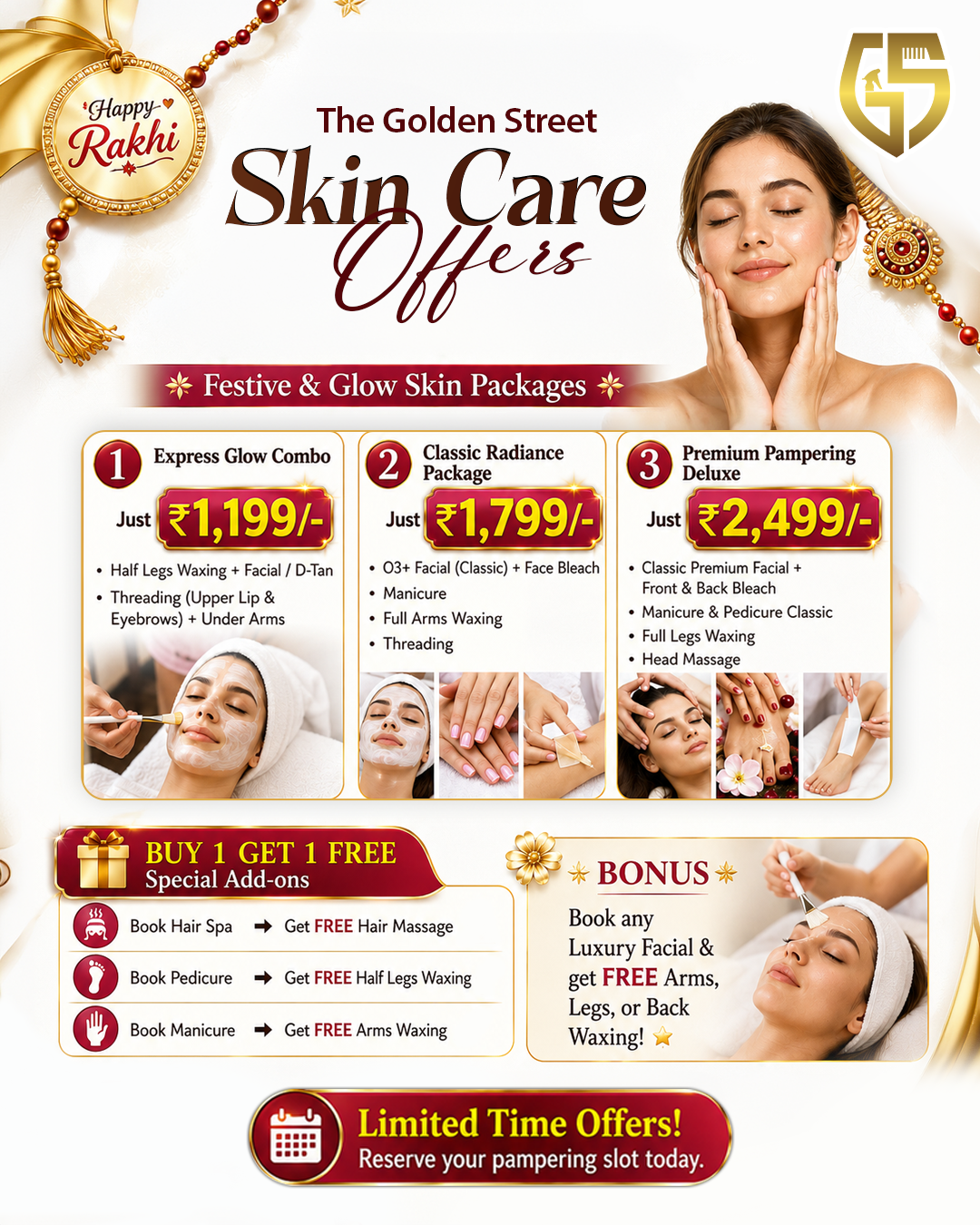 Rakhi Skin Care Offers - Express Glow, Classic Radiance & Deluxe Pampering